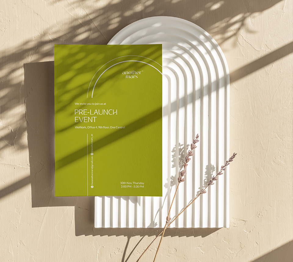 Invitation card design for sustainable wellness spa